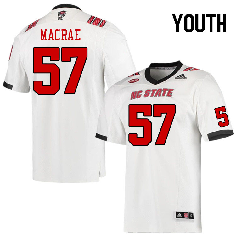 Youth #57 Jackson Macrae NC State Wolfpack College Football Jerseys Stitched Sale-White